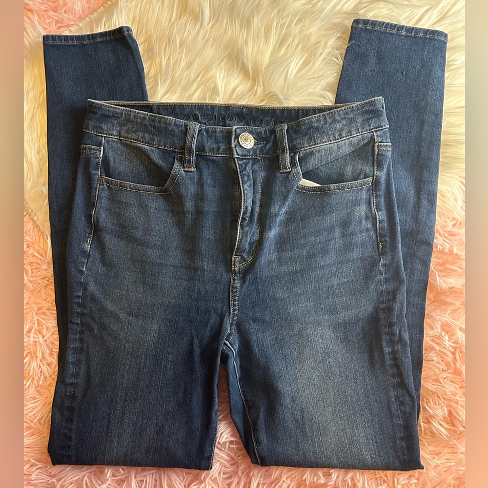 AE Medium Blue High Rise Skinny Jeans